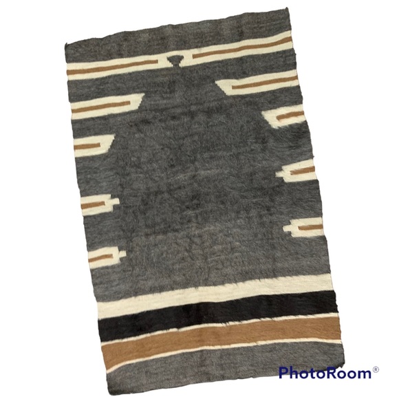 Turkish Wool Killim Rug Handwoven Animal Hair Neutrals Farmhouse Southwestern - Picture 2 of 6